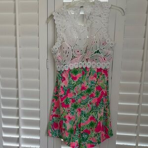 Lilly Pulitzer Sadie Romper in Razz Berry Caddy Shack